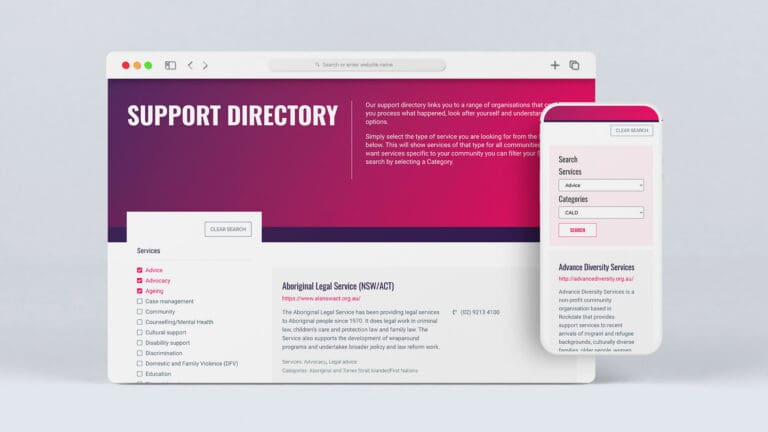 Hatecrime.com.au website support directory screen