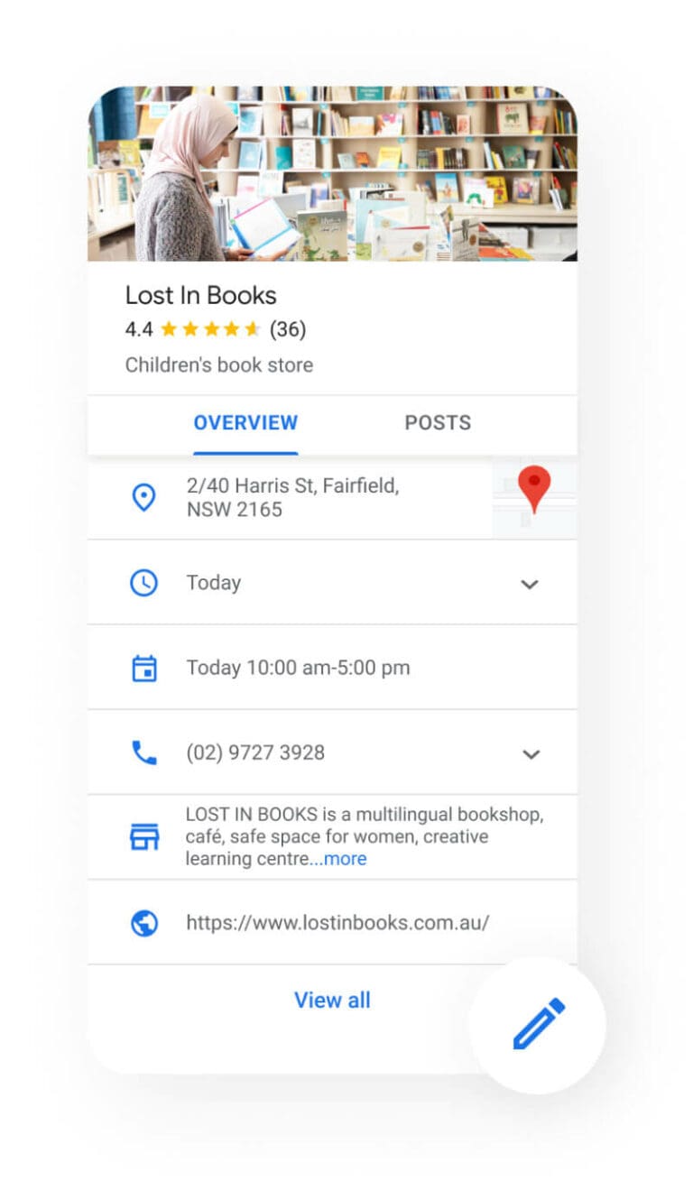 Google Business Profile overview screen