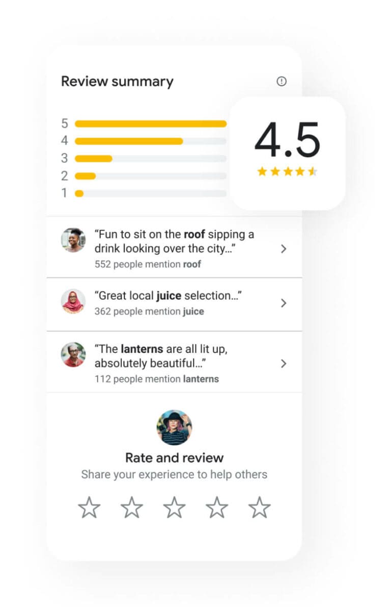 Google Business Profile rating screen