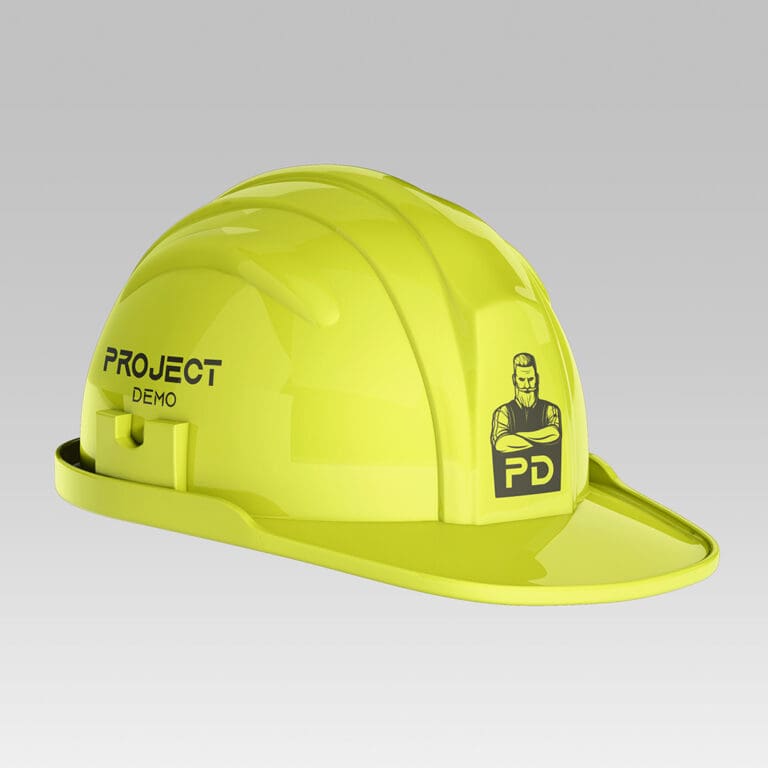 Project Demo branded hard hat mockup